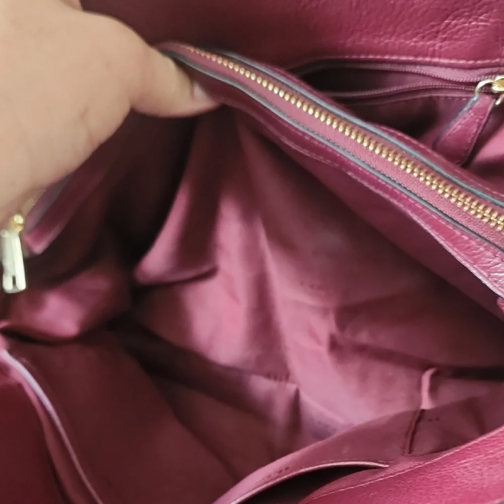 Coach Plum Pebbled Leather Satchel Crossbody Bag EUC